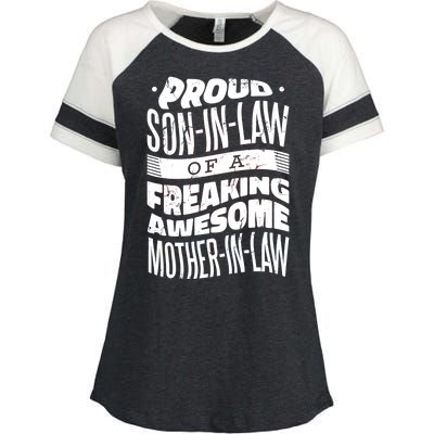 Proud Son-In-Law Of A Freaking Awesome Mother In Law Enza Ladies Jersey Colorblock Tee