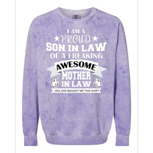 Proud Son In Law Of An Awesome Mother in Law Colorblast Crewneck Sweatshirt