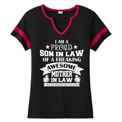 Proud Son In Law Of An Awesome Mother in Law Ladies Halftime Notch Neck Tee