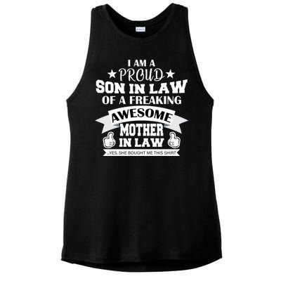 Proud Son In Law Of An Awesome Mother in Law Ladies PosiCharge Tri-Blend Wicking Tank