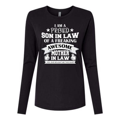 Proud Son In Law Of An Awesome Mother in Law Womens Cotton Relaxed Long Sleeve T-Shirt