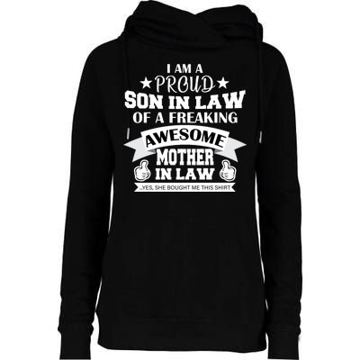 Proud Son In Law Of An Awesome Mother in Law Womens Funnel Neck Pullover Hood