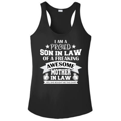 Proud Son In Law Of An Awesome Mother in Law Ladies PosiCharge Competitor Racerback Tank