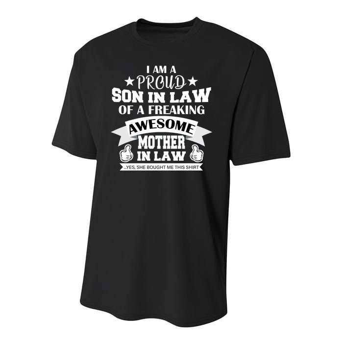 Proud Son In Law Of An Awesome Mother in Law Youth Performance Sprint T-Shirt