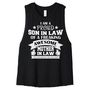 Proud Son In Law Of An Awesome Mother in Law Women's Racerback Cropped Tank