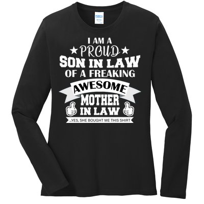 Proud Son In Law Of An Awesome Mother in Law Ladies Long Sleeve Shirt