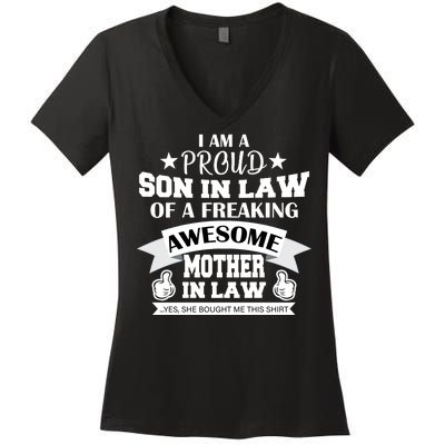 Proud Son In Law Of An Awesome Mother in Law Women's V-Neck T-Shirt