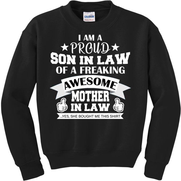 Proud Son In Law Of An Awesome Mother in Law Kids Sweatshirt