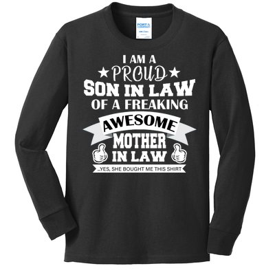 Proud Son In Law Of An Awesome Mother in Law Kids Long Sleeve Shirt