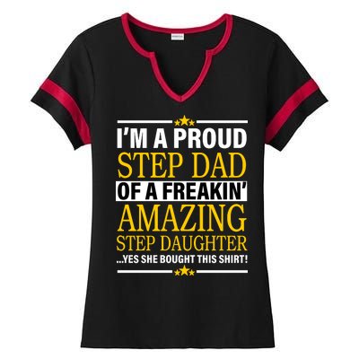 Proud Step Dad Of An Amazing Step Daughter Ladies Halftime Notch Neck Tee