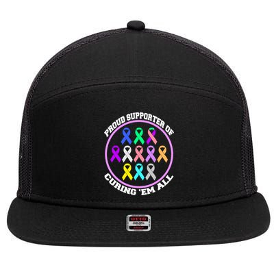 Proud Supporter Of Curing Them All 7 Panel Mesh Trucker Snapback Hat
