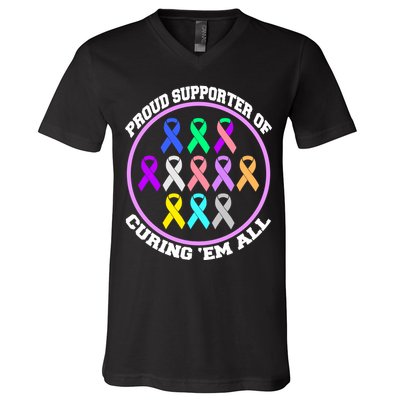 Proud Supporter Of Curing Them All V-Neck T-Shirt