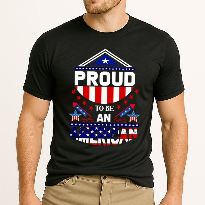 Proud To Be An American Patriotic Cooling Performance Crew T-Shirt