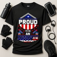 Proud To Be An American Patriotic Cooling Performance Crew T-Shirt