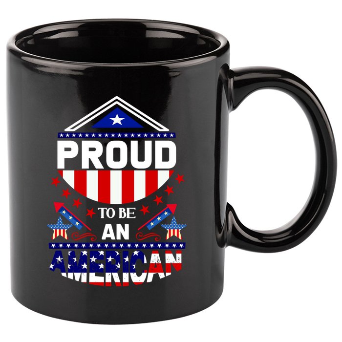 Proud To Be An American Patriotic 11oz C Handle Ceramic Mug