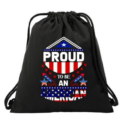 Proud To Be An American Patriotic Drawstring Bag