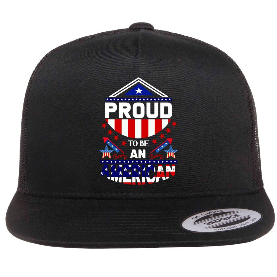 Proud To Be An American Patriotic Flat Bill Trucker Hat