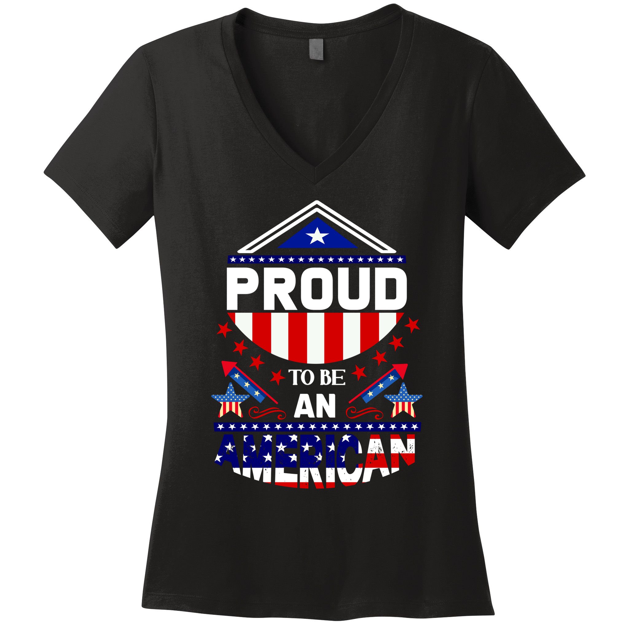 Proud To Be An American Patriotic Women's V-Neck T-Shirt