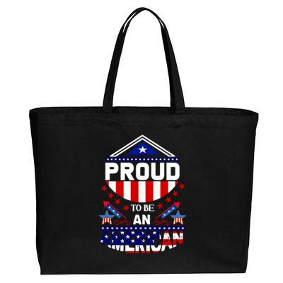 Proud To Be An American Patriotic Cotton Canvas Jumbo Tote