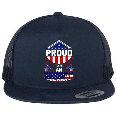 Proud To Be An American Patriotic Flat Bill Trucker Hat