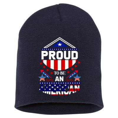 Proud To Be An American Patriotic Short Acrylic Beanie