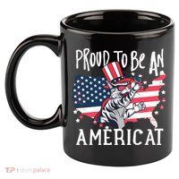 Proud To Be an Americat Cat 11oz C Handle Ceramic Mug