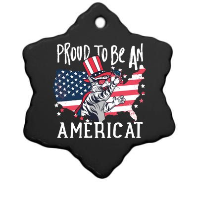 Proud To Be an Americat Cat Ceramic Star Ornament