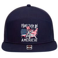 Proud To Be an Americat Cat 7 Panel Mesh Trucker Snapback Hat
