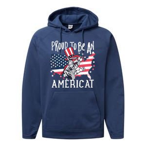 Proud To Be an Americat Cat Performance Fleece Hoodie