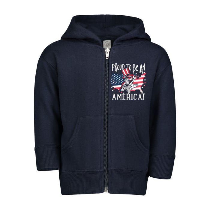 Proud To Be an Americat Cat Toddler Zip Fleece Hoodie