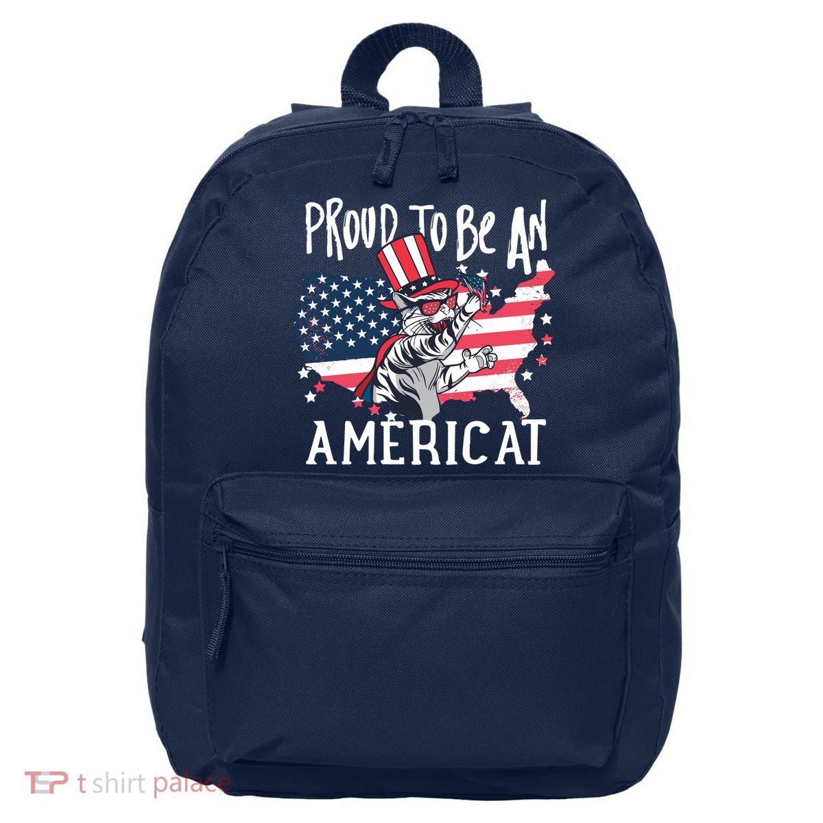 Proud To Be an Americat Cat 16 in Basic Backpack