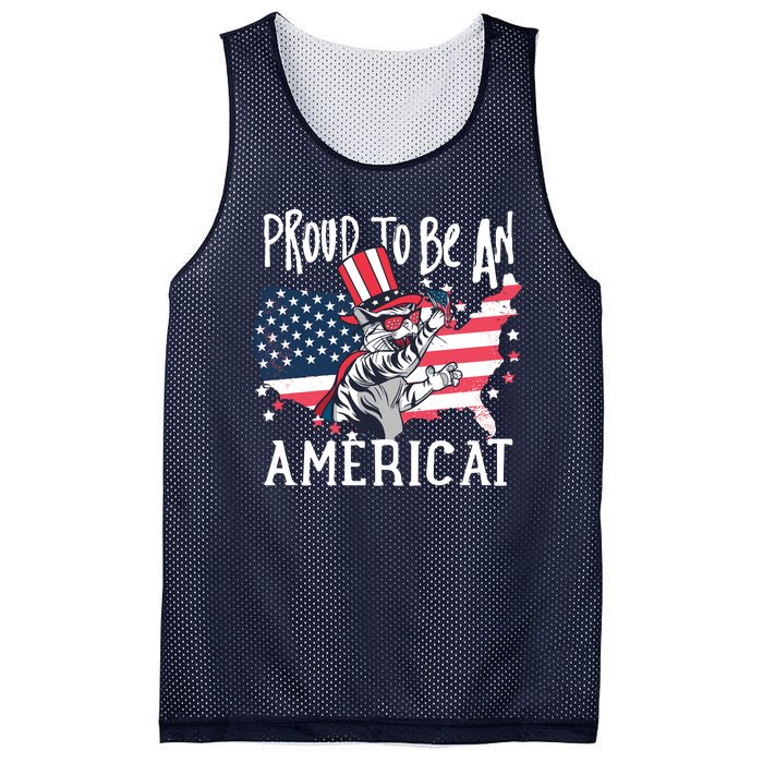 Proud To Be an Americat Cat Mesh Reversible Basketball Jersey Tank