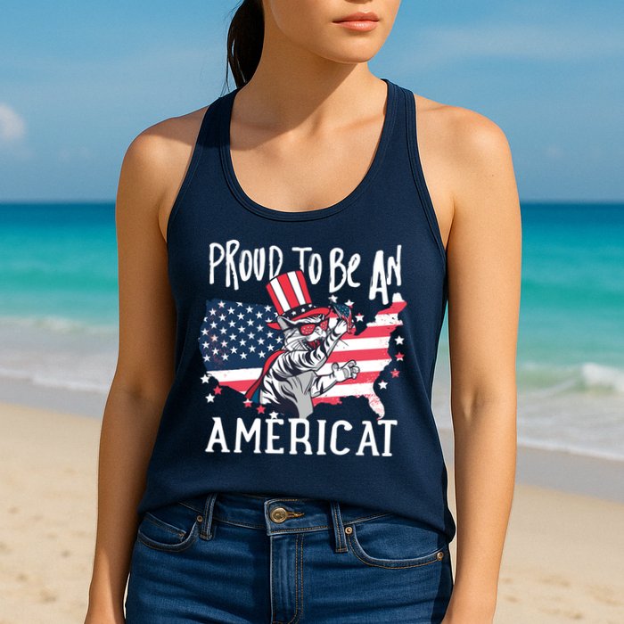 Proud To Be an Americat Cat Womens Tank Top