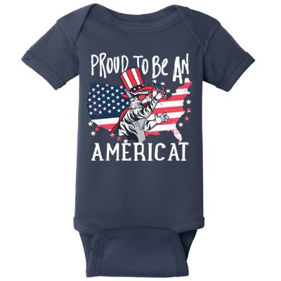 Proud To Be an Americat Cat Baby Bodysuit