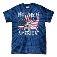 Proud To Be an Americat Cat Tie-Dye T-Shirt