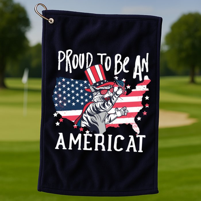Proud To Be an Americat Cat Golf Towel