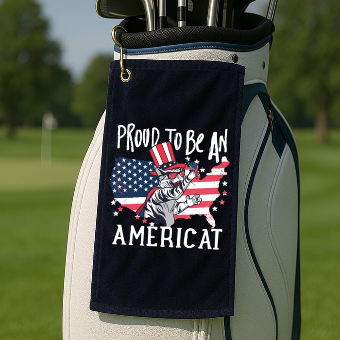 Proud To Be an Americat Cat Golf Towel
