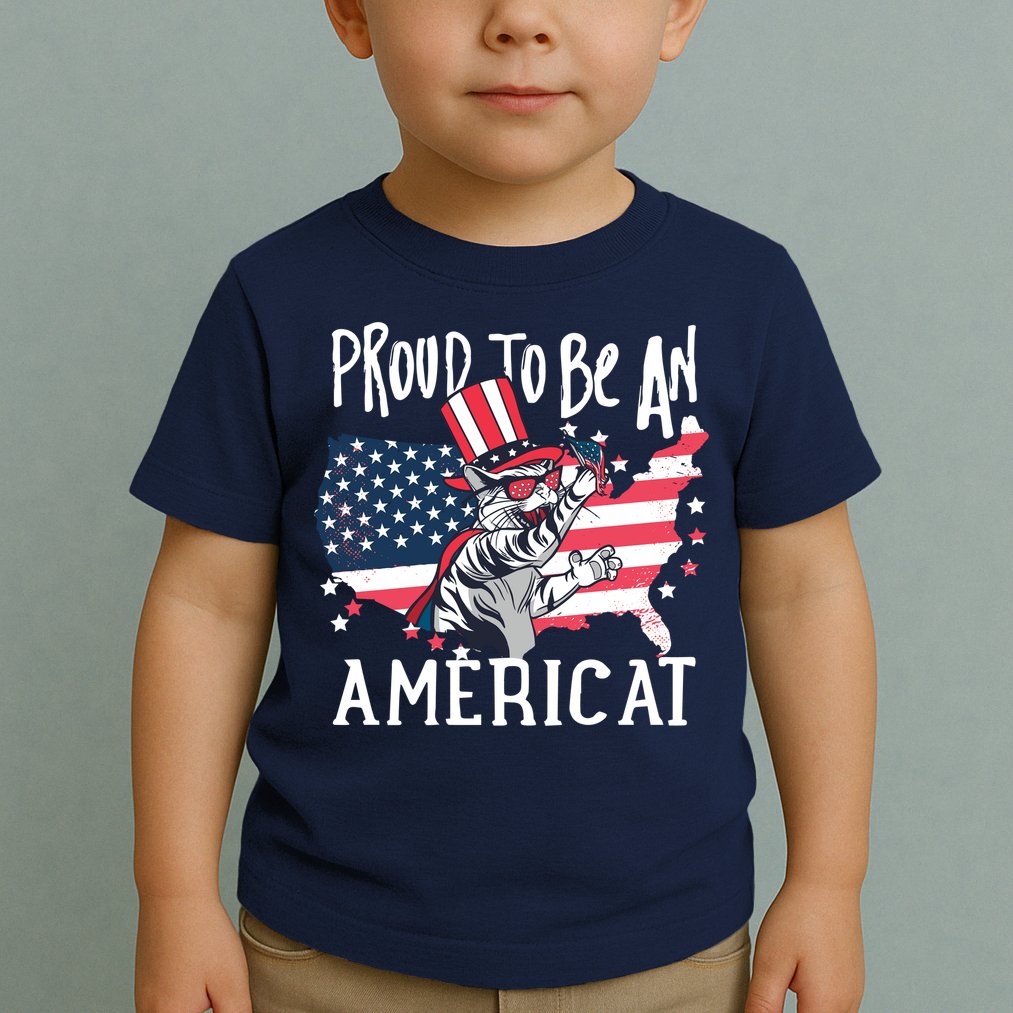 Proud To Be an Americat Cat Toddler T-Shirt