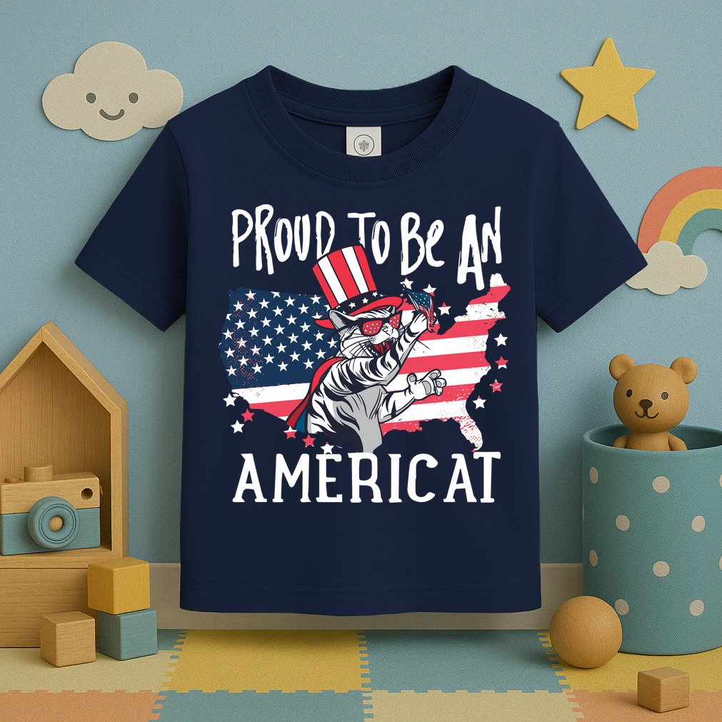 Proud To Be an Americat Cat Toddler T-Shirt