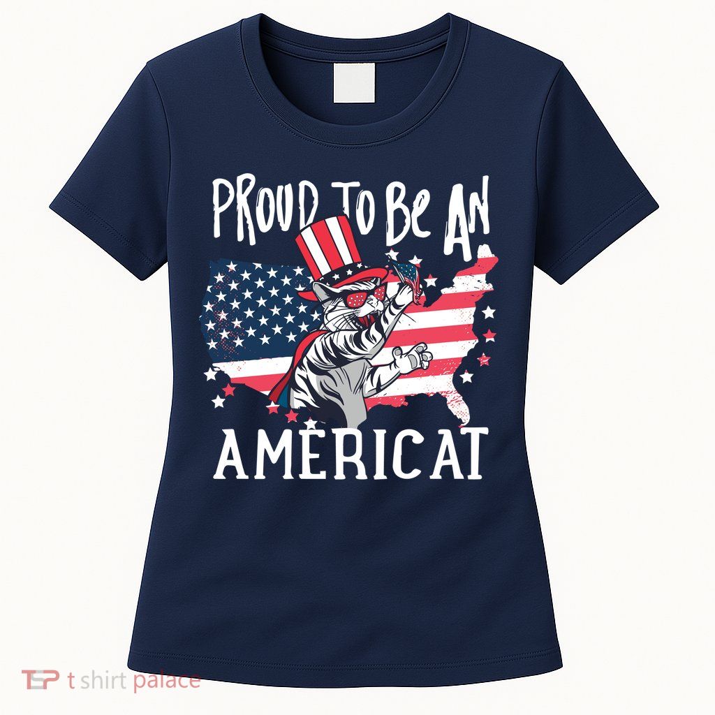 Proud To Be an Americat Cat Womens T-Shirt