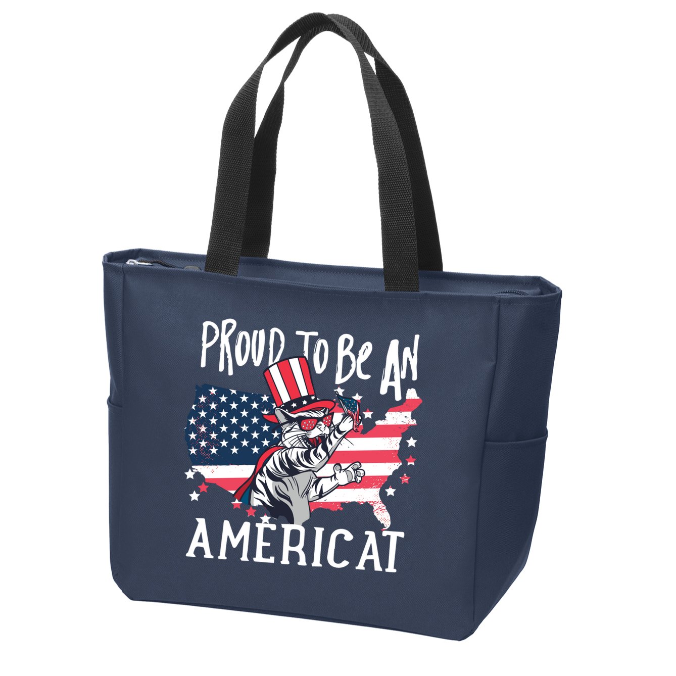 Proud To Be an Americat Cat Zip Tote Bag