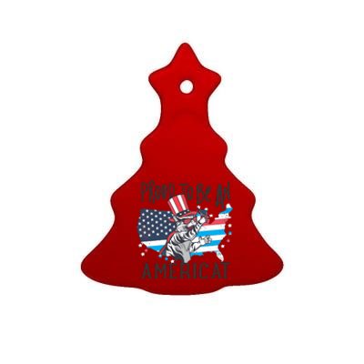 Proud To Be an Americat Cat Ceramic Tree Ornament