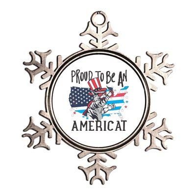 Proud To Be an Americat Cat Metallic Star Ornament