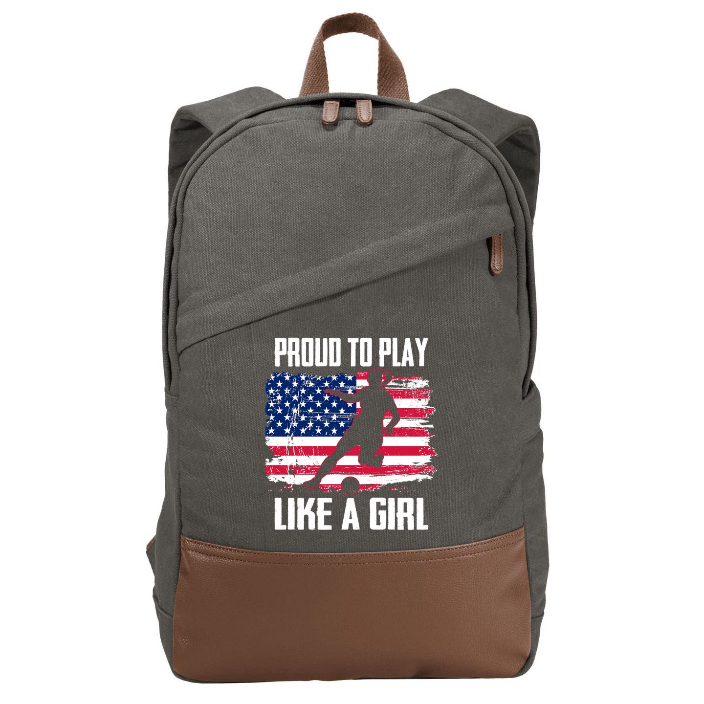 Proud To Play Like A Girl USA Soccer Cotton Canvas Backpack
