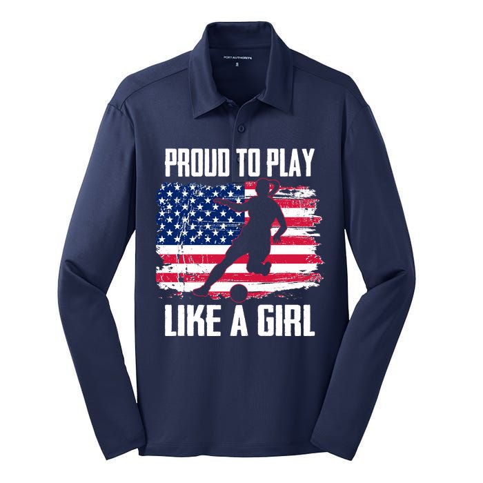 Proud To Play Like A Girl USA Soccer Silk Touch Performance Long Sleeve Polo