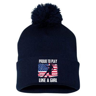 Proud To Play Like A Girl USA Soccer Pom Pom 12in Knit Beanie