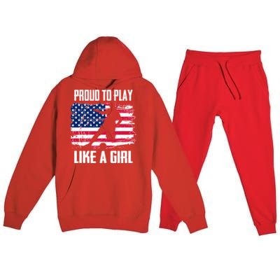 Proud To Play Like A Girl USA Soccer Premium Hooded Sweatsuit Set