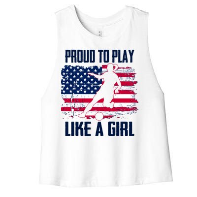 Proud To Play Like A Girl USA Soccer Women's Racerback Cropped Tank