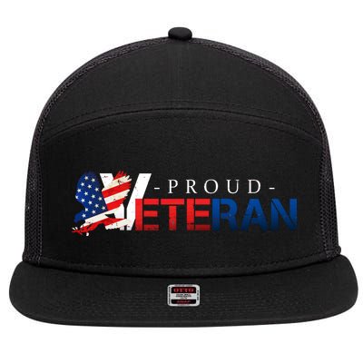 Proud USA Veteran Eagle 7 Panel Mesh Trucker Snapback Hat