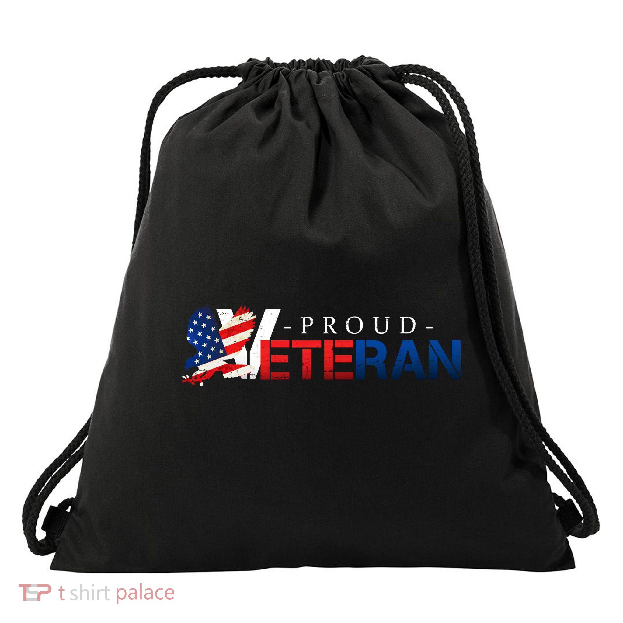 Proud USA Veteran Eagle Drawstring Bag